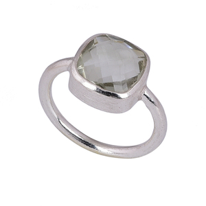 Anillo hecho a mano de Plata de Ley 925 sólida, cojín de 11mm, piedra preciosa de amatista verde, Casa De Plata, joyería para fiesta de boda, ajuste experto - Product Image 1