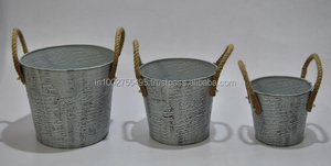 High Selling Galvanized Metal Floor Boughpot Country Style Vintage Design Hand Painted Indoor Outdoor <b>Small</b> Flower <b>Pots</b> Planters - Product Image 5