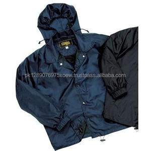 Chaqueta cortavientos con capucha personalizada para hombre, azul oscuro, alta calidad, venta al por mayor - Product Image 1