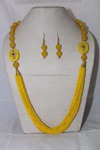 <b>Fashion</b> Multi Strand Braided Lampwork Yellow Glass Seed <b>Bead</b> Chain <b>Necklace</b> for Wedding Engagement Party Gift Unisex - Product Image 5