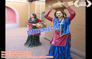 Estatua de Kikli Mutiyar de Fibra de Vidrio de Estilo Moderno y Ligero con Aspecto Metálico, Diseño Personalizable, Tradicional Punjabi - Product Image 3