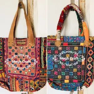 Sacs à main brodés Gujarati, sacs à bandoulière de travail en broderie, miroir, sac à frange