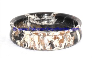 Thân Thiện Với Môi Sang Trọng Màu Đen Và Vàng Đá Cẩm Thạch Trái Cây Bát Dùng Một Lần Vòng Kim Loại Món Ăn Salad Món Ăn Trộn Bộ - Product Image 6