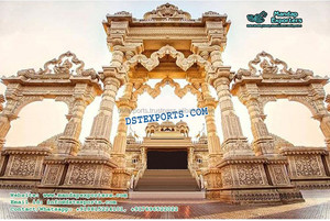 Mandap de Fibra con Aspecto de Madera para Bodas Indias, Mandap Moderno de Estilo Asiático con Temática Blanca, Mandap Floral de Lujo para Bodas en Australia - Product Image 2
