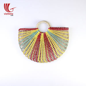 Bolso de paja tejido a mano para mujer, bolsa de playa, de mano para verano, venta al por mayor - Product Image 1