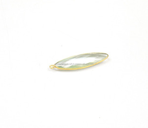 Connecteur en laiton plaqué or fait main, plaqué argent sterling, avec pierres précieuses naturelles multicolores en forme de marquise, serties clos, à simple attache, facetté, Aqua Quartz - Product Image 2