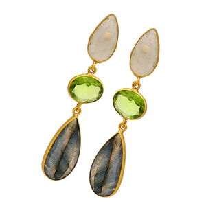 Pendientes De tuerca De diseño De peridoto De piedra lunar De plata De Ley 925, joyería chapada en oro hecha a mano para regalo De aniversario De boda Casa De - Product Image 2