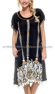 Robe bohème pour dames personnalisée en gros Équilibre parfait Tunique brodée impériale Aari Courte bulle Poches extérieures Dentelle - Product Image 2