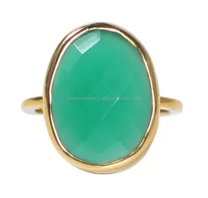 Groene Onyx Gold Vermeil Oval Bezel Ring