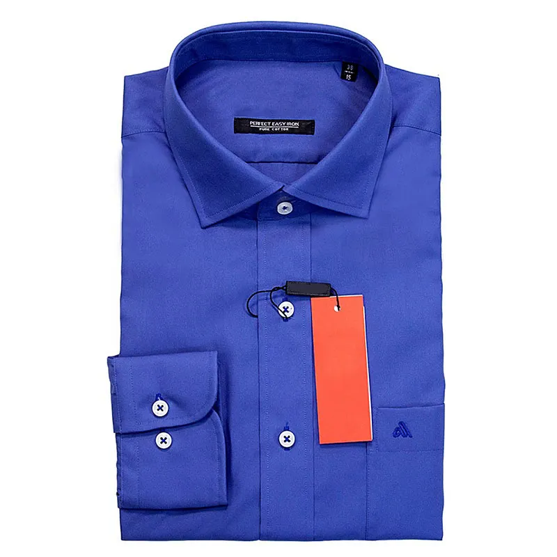 Custom high quality long sleeve solid color dress shirts for men