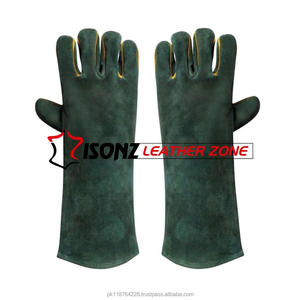 Guantes de Soldadura TIG de Doble Palma ISONZ de Cuero Verde, Personalizables, de Piel de Vacuno de 1.2mm de Grosor, Resistentes a Cortes, Impermeables, Duraderos y Resistentes al Calor - Product Image 5