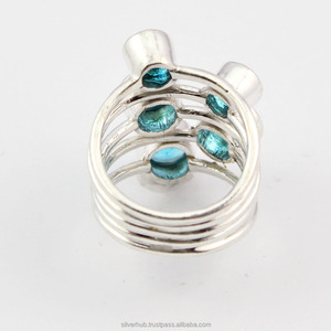 Anillo Hecho a Mano de Plata de Ley 925 con Hermosa Piedra de Topacio Azul, Joyería de Boda Real, Directo de la India, para Fiesta de Compromiso - Product Image 3