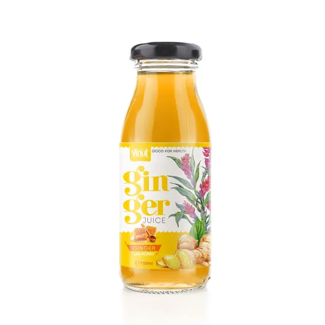Suco de gengibre com mel na garrafa de vidro 180ml vinuito suco de frutas fábrica oem