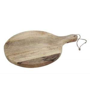 Planche à découper ronde en bois avec poignée pour la cuisine - Product Image 1