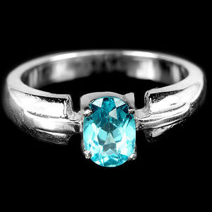 WINSOME NATUREL PARAIBA BLEU APATITE OVALE STERLING BAGUE EN ARGENT 925 TOUTES TAILLES - Product Image 1