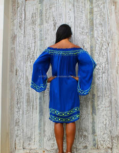 ชุดเดรสมินิเดรสปักลายตามสั่ง,ชุดกระโปรงชายหาดสำหรับสาวๆชุดคลุมปักลายสไตล์ Boho สำหรับฤดูร้อน - Product Image 2