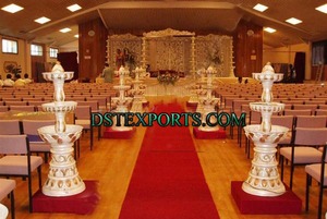 Ensemble Mandap de style Haveli blanc, ensemble Mandap de mariage Manavarai, Mandap en fibre Akshara au look boisé unique du Sri Lanka, décoration d'événements aux États-Unis - Product Image 4
