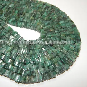 Esmeralda Natural de Alta Calidad, Certificada, en Forma de Heishi, 5x5.5mm, Cubo Cuadrado, Hilo de 16 Pulgadas, Venta al por Mayor para Collares - Product Image 1