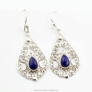 Handmade Designer Customized <b>Earring</b> for Women 925 <b>Sterling</b> <b>Silver</b> Lapis Lazuli Gemstone Fine <b>Drop</b> Dangle <b>Earrings</b> For Women - Product Image 3