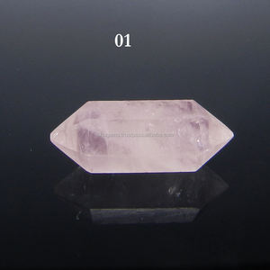 20x7mm Cuarzo Rosa natural Lápiz de doble punta Piedra preciosa terminada Color rosa - Product Image 1