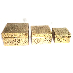 Caja de joyería antigua de latón decorativo, para almacenamiento de joyas - Product Image 4