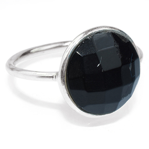 Jolies bagues rondes en argent 925 Onyx noir, pierres précieuses, bijoux en argent faits à la main - Product Image 1
