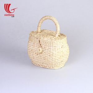 Jacinto de agua con forro de algodón, bolsa de playa de paja hecha de jacinto de agua natural, venta al por mayor - Product Image 3