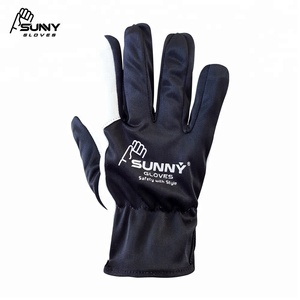 Gants d'assemblage en cuir de chèvre pour le travail léger, gants de conducteur en cuir de chèvre avec Polyester noir - Product Image 4
