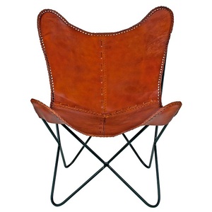 Silla industrial de cuero y hierro hecha a mano India - Product Image 6