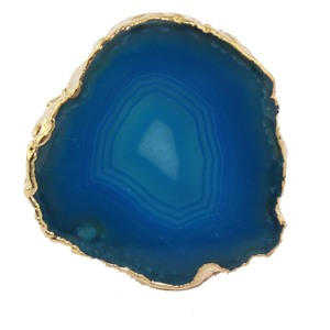 Anello a fetta di agata Geode naturale anello in ottone con fascia larga in metallo strutturato Designer <span class=keywords><strong>Rock</strong></span> Slice Geo Ring per uomo cristallo grande e lucido - Product Image 2