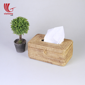 Boîte à mouchoirs rectangulaire en rotin tressé en gros / Boîte à mouchoirs vintage en rotin naturel - Product Image 1