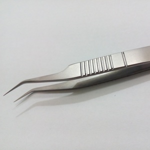 Pince à épiler d'extension de cils professionnelle de haute qualité longue pointe inclinée 45 degrés marque privée fournitures de cils durables caractéristiques - Product Image 1