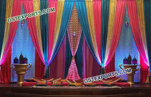 Magnifiques draperies de plafond pour mandap de mariage, toile de fond de scène de mariage personnalisée avec paillettes, rideaux de toile de fond de mariage USA - Product Image 4