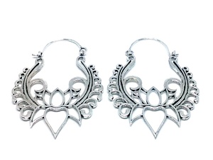 Louts Design Boucles d'oreilles créoles plaquées argent Style bohème Tribal indien fête de mariage bijoux de fiançailles en laiton - Product Image 4
