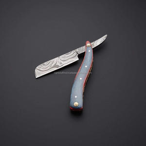 ที่โกนหนวดมีดโกนเหล็กดามัสกัสผู้ชายช่างตัดผมมีดโกนตรง - Product Image 1