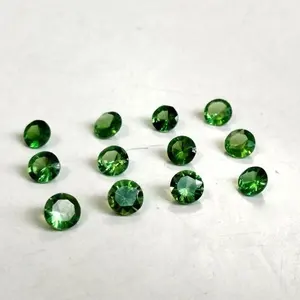 亚马逊热卖手工宝石天然1.5毫米绿色石榴石刻面圆形切割愈合诞生石宝石工厂铸造