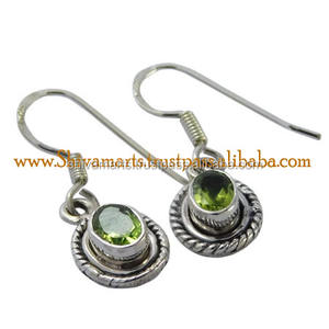 925เงินสเตอร์ลิงสีเขียวเพอริดอทต่างหูแบบห้อยทำด้วยมือเครื่องประดับเงินแฟนซี - Product Image 2