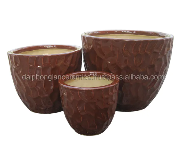brown decorative pottery pot with stand design