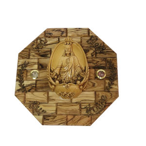 Tallas de arte religioso hechas a mano, placas de madera de olivo, recuerdos encantadores de Pascua, decoraciones para el hogar, carteles de pared de Belén, cajas de madera - Product Image 1