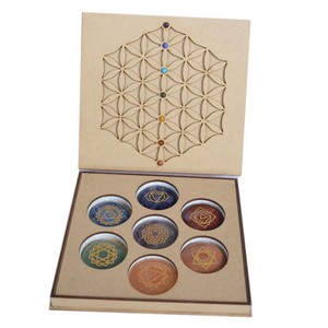 Boîte cadeau en pierre de sept chakras avec symbole de guérison de la vie pierre précieuse Agate Feng Shui inde amour Art & collection - Product Image 2