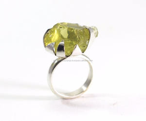 แหวนแฮนด์เมดประดับพลอยเลมอนบุษราคัมหยาบเครื่องประดับเงินสเตอร์ลิง925ขายส่งราคาโรงงานเครื่องประดับชั้นดี - Product Image 2