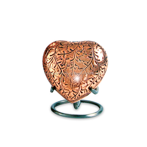 Petite urne souvenir rouge en forme de cœur pour les cendres, fournitures pour enterrement, brasworld, inde - Product Image 3