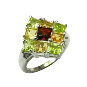 Multi Gemstone Ring 925 Sterling Silver Stamped Handmade Jewelry Solid Wholesale Silver Rings