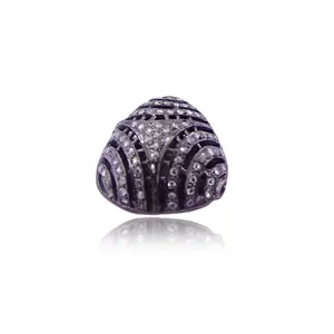 Bijoux en argent de créateur de coquillage de diamant pavé - Product Image 1