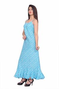 Vestido de playa informal hasta el suelo para mujer con diseño de pez 100% algodón correa de cintura natural Maxi vestido con nuevos diseños - Product Image 3