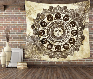 Zodiaco Astrología Mandala Tapices cuadrados Tapiz de paredes impresas - Product Image 1