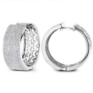 New Fashionable 24K Gold Plated Alloy Micro Pave Earrings with Fancy <b>Hoop</b> Design Trendy Gift for Women Featuring Zircon - Product Image 1