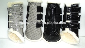 SMART DESIGN SPARKLE PATENT BRUSHING HORSE BOOTS WITH FUR PADDED CUSTOMIZE TOP SELLING HORSE BRUSHING BOOTS - Product Image 4