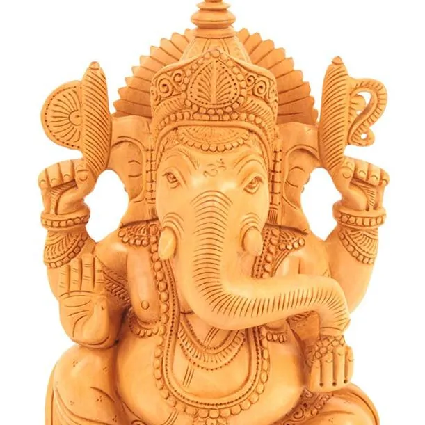 भगवान गणेश लकड़ी मूर्तिकला हाथी