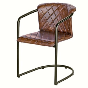 Silla industrial de cuero y hierro hecha a mano India - Product Image 4